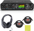 MOTU M4 4x4 USB-C Audio Interface Bundle w/Samson SRH350 Over-Ear Stereo Headphones, 2-Pack Pig Hog PHM10 8mm XLR Mic Cable and Liquid Audio Polishing Cloth