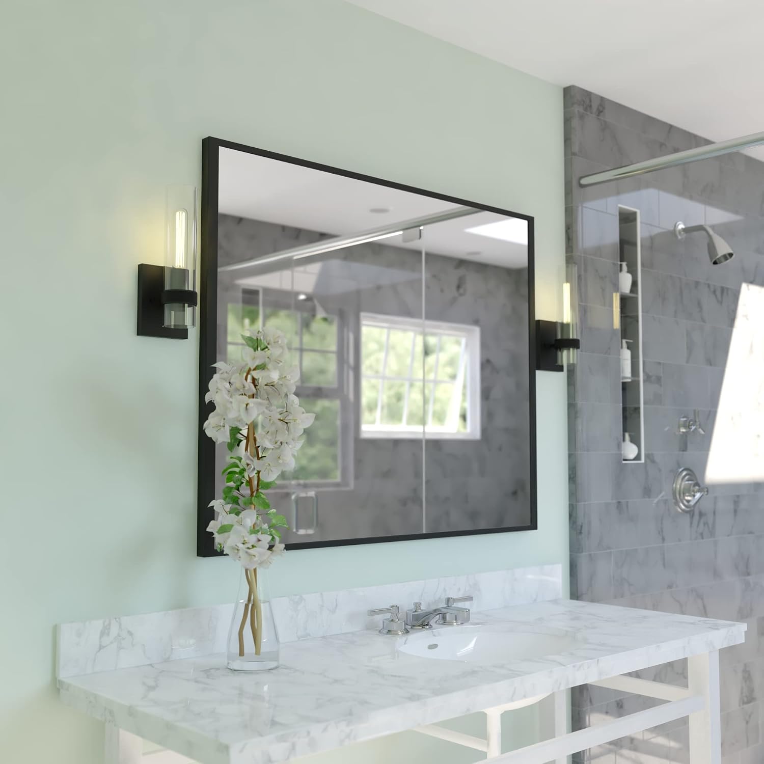 VAXCEL Bari 1 Light Matte Black Contemporary Wall Sconce with Clear Cylinder Glass