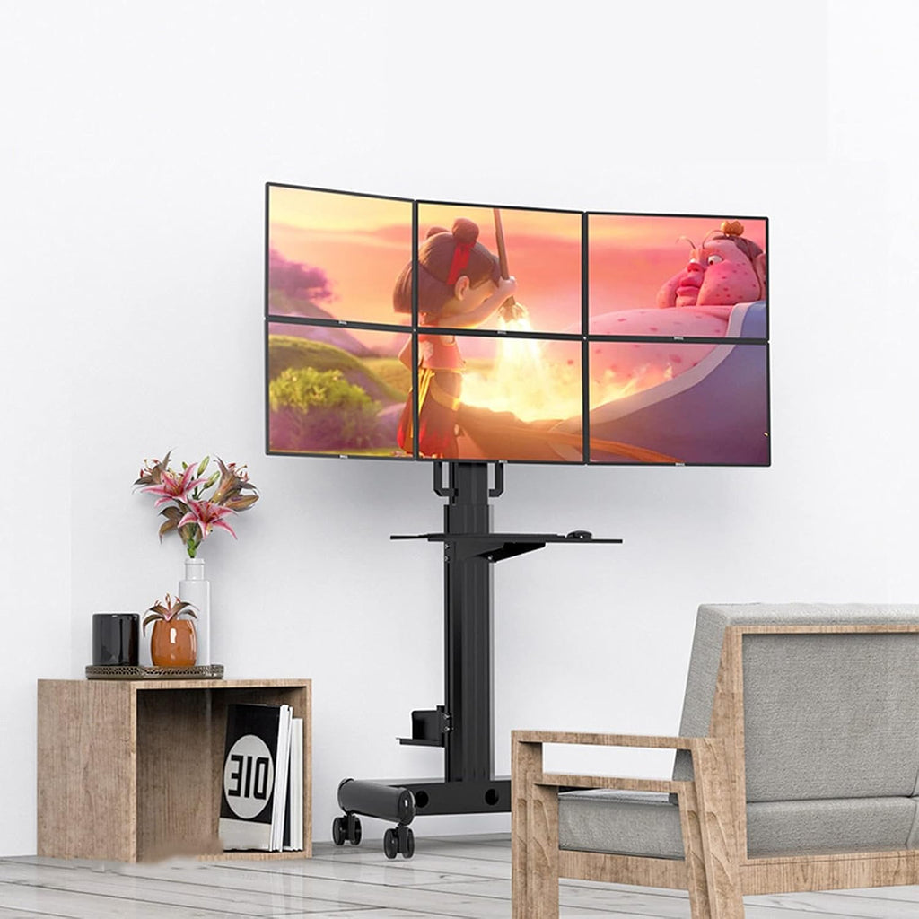 6 Screen Monitor Stand 17'-24'-20' 24'-30' and Monitor Stand with Keyboard and Host Mount Adjustable Heavy Duty Monitor Stand