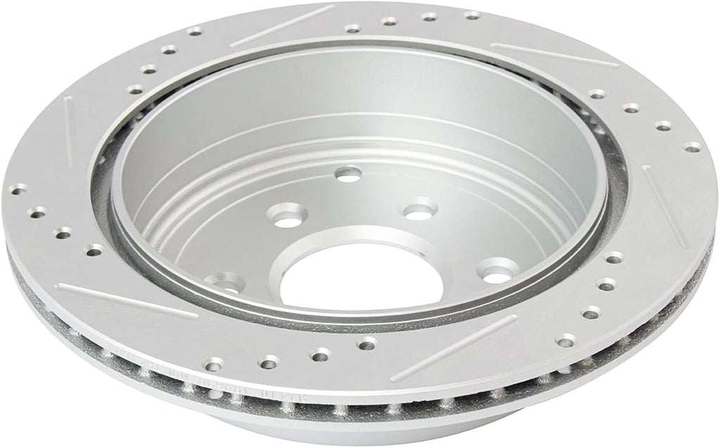 TRQ Performance Front and Rear Brake Rotor Set G Coated Drilled and Slotted Vented Compatible with 2005-2024 Nissan Frontier 2005-2015 Xterra 2009-2012 Suzuki Equator