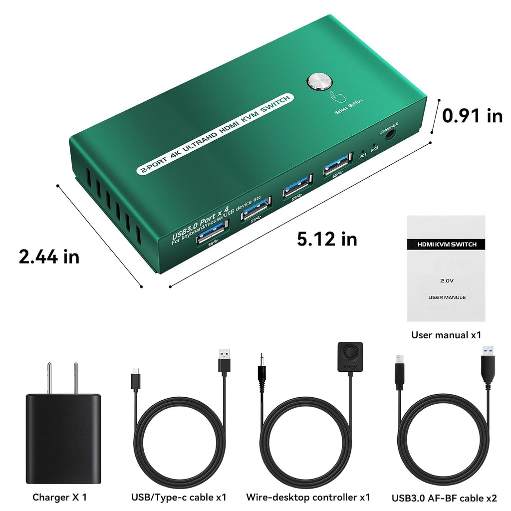 KVM Switches HDMI EDID Emulator 4K 60Hz 2 Port KVM Switch 1 Monitors 2 Computers Hdmi EDID 2K 144Hz 2 PC 1 Monitor Switch 2K 144Hz USB 3.0