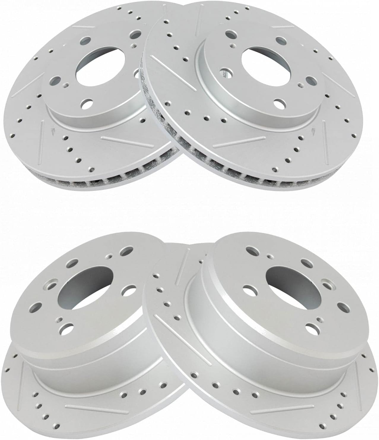 TRQ Performance Front and Rear Brake Rotor Set G Coated Drilled and Slotted Compatible with 1997-2001 Lexus ES300 1992-2001 Toyota Camry 1999-2003 Toyota Solara