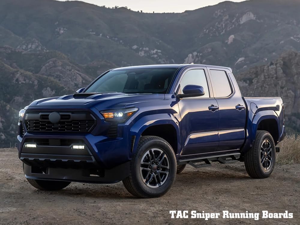 TAC Sniper Running Boards Fit 2024-2026 Toyota Tacoma Double Cab (Incl. Hybrid Model) 4' Drop Side Steps Nerf Bars Automotive Exterior Accessories Fine Texture Black 2pcs