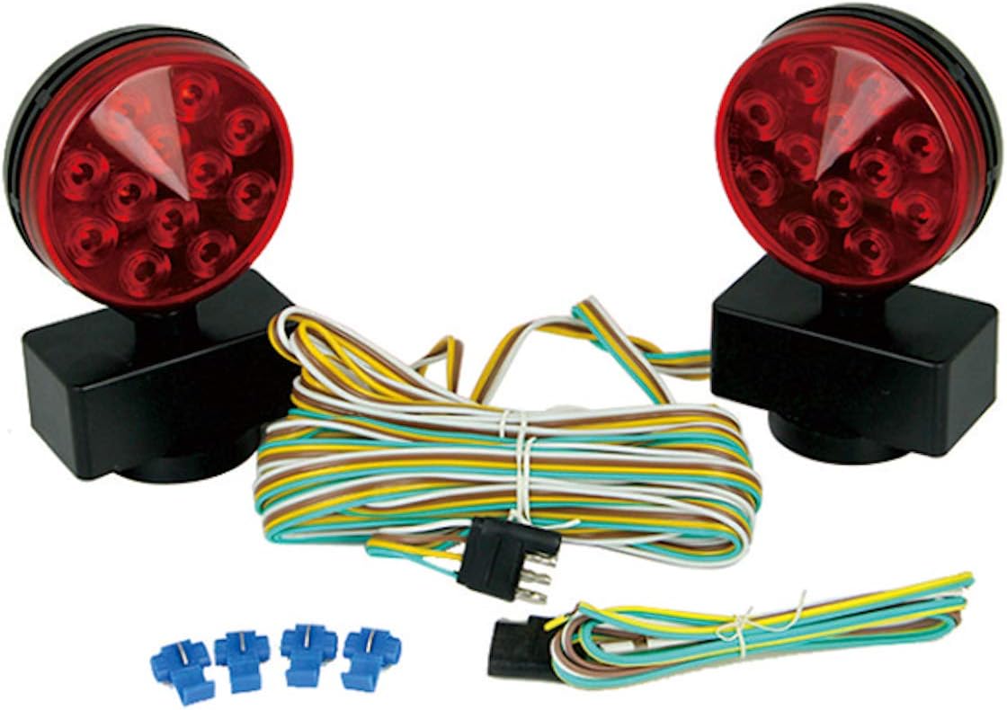 MAXXHAUL 50015 12V Magnetic LED Towing Lights With Magnetic Base - DOT Compliant, Pack of 6