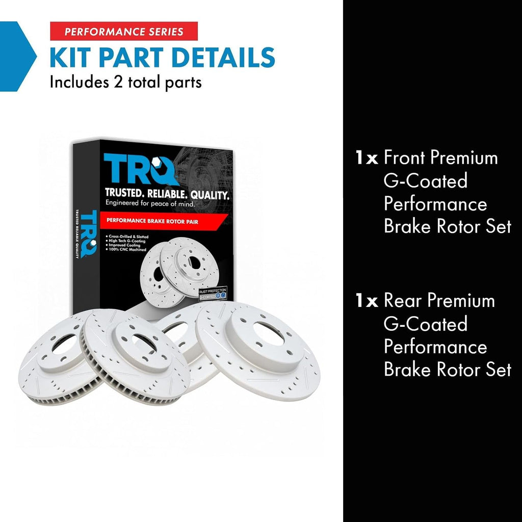 TRQ Brake Performance Rotor Kit Front & Rear Compatible with Buick Cadillac Olds Pontiac