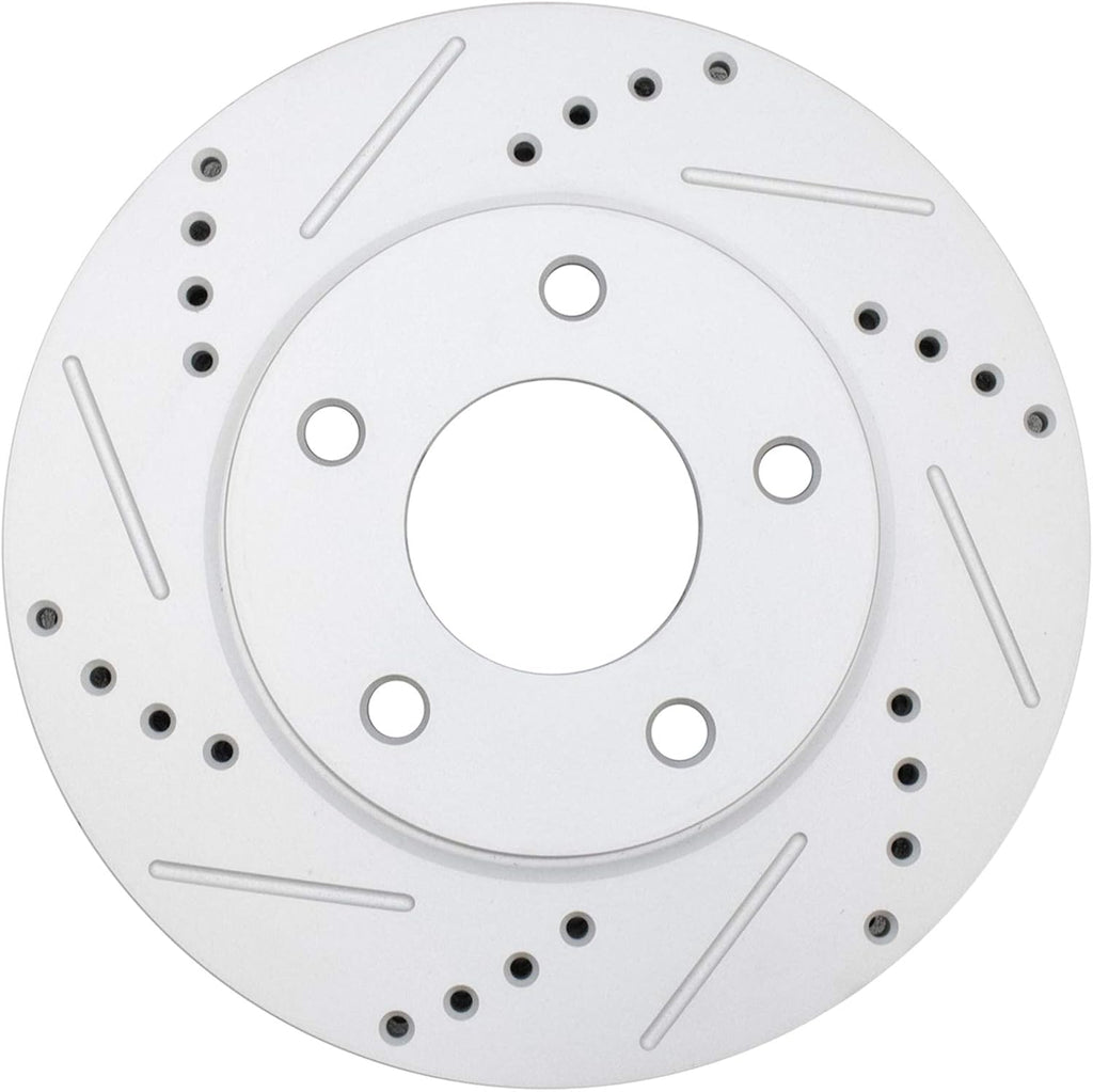 TRQ Performance Front Rear Brake Rotor Set Drilled Slotted G Coated Compatible with 2007 Dodge Caliber 2008-2017 Mitsubishi Lancer
