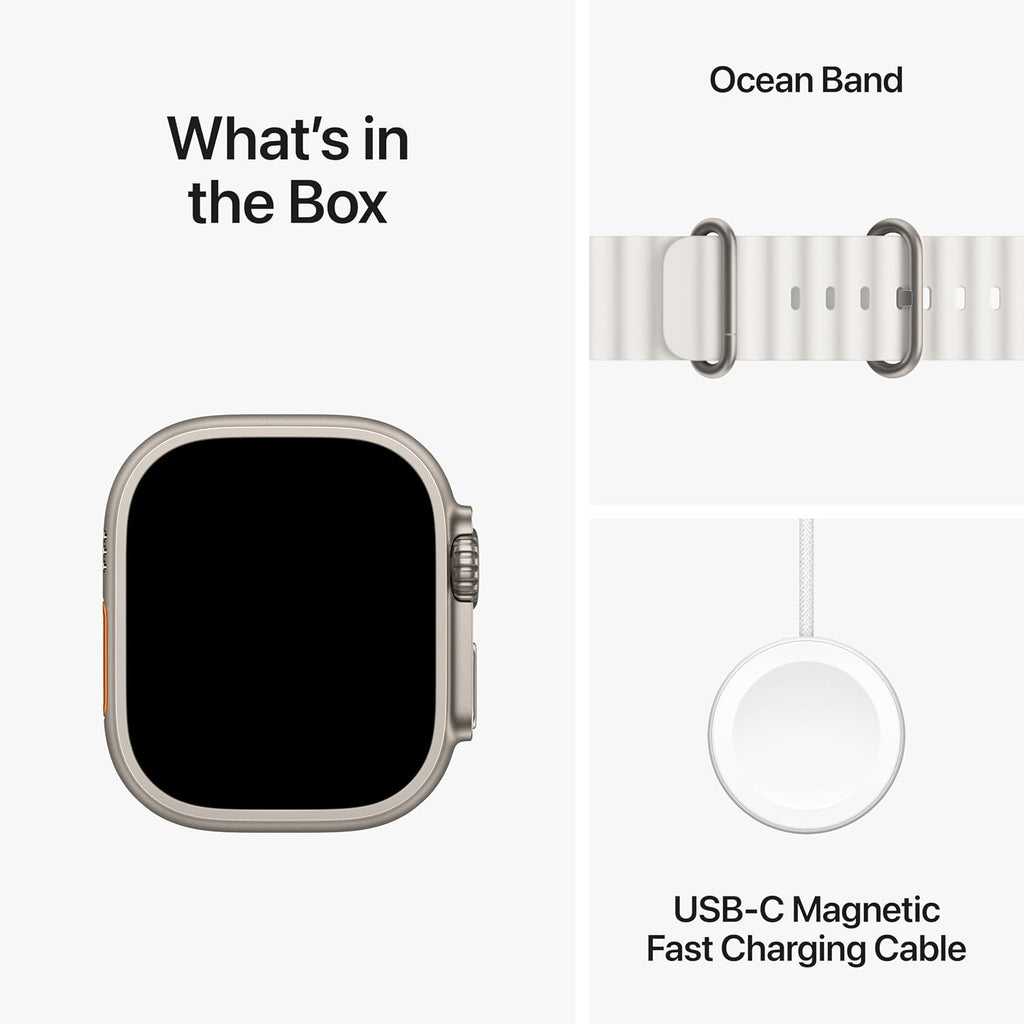 Apple Watch Ultra 2 [GPS + Cellular, 49mm] - Titanium Case With White Ocean Band, One Size (Renewed)
