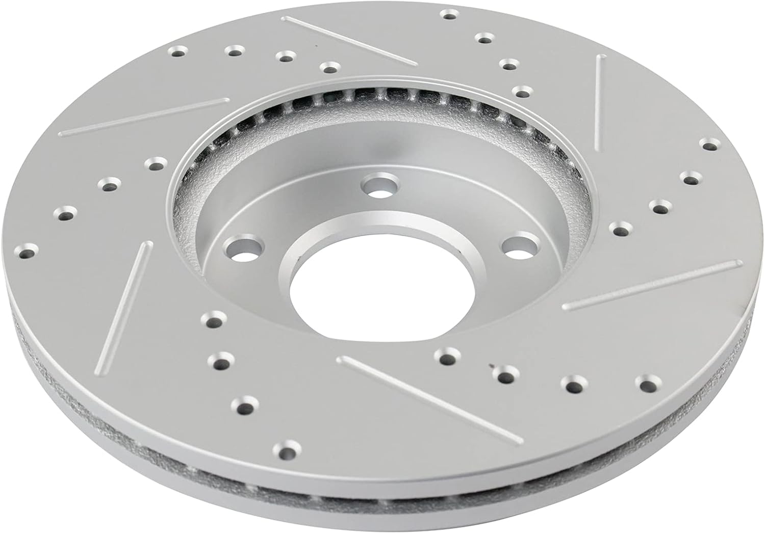 TRQ Front and Rear Performance Brake Rotors Set Premium G-Coated Cross Drilled & Slotted Compatible with 2004-2013 Mazda 3