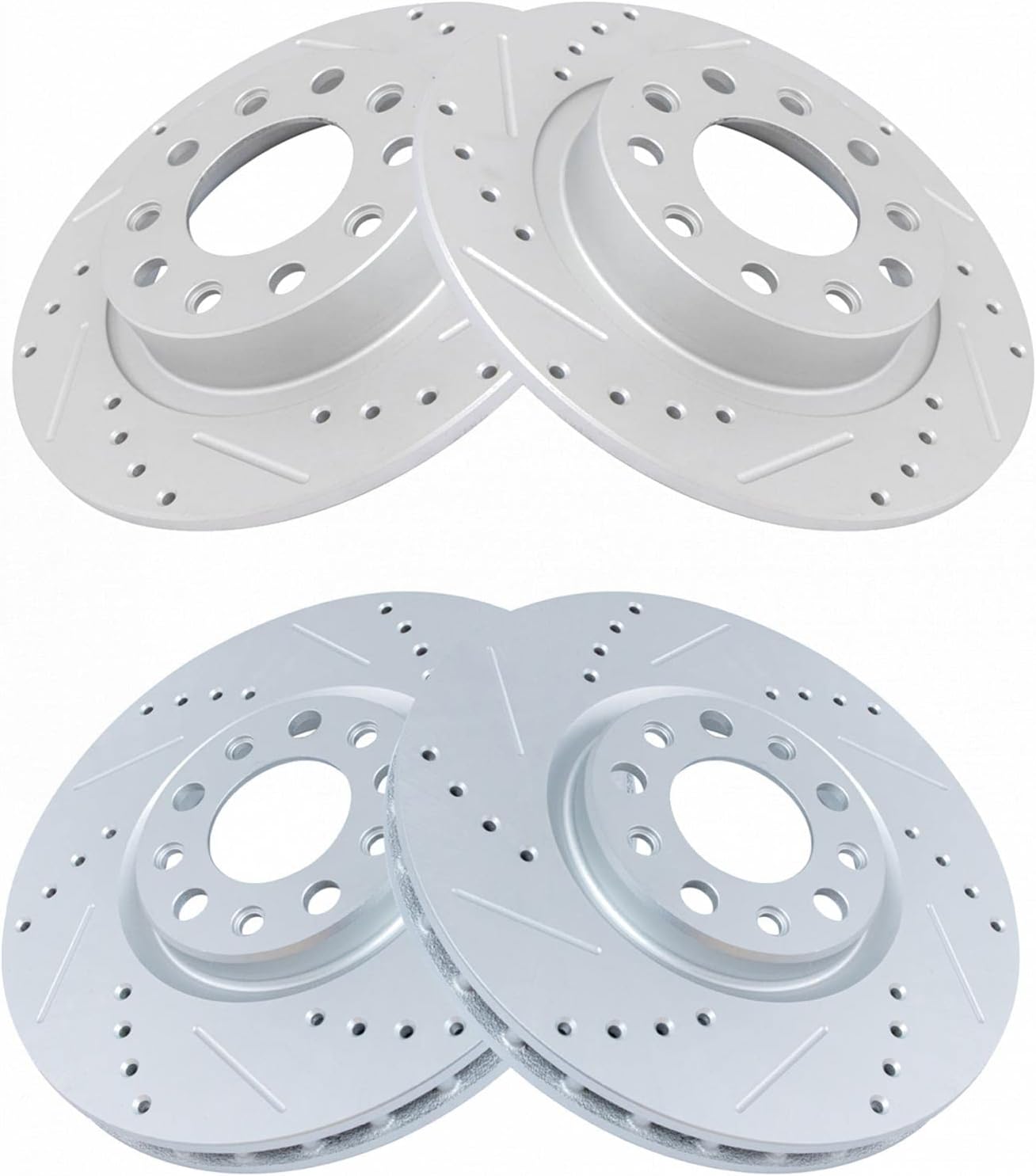 TRQ Performance Front and Rear Brake Rotor Set G Coated Drilled and Slotted Compatible with 2013-2016 Dodge Dart