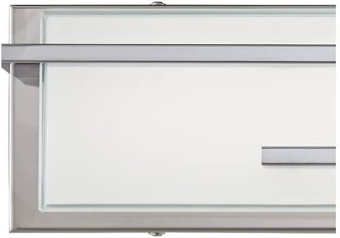 Possini Euro Design Jada Modern Wall Mount Light LED Chrome Silver Hardwired 26 1/4' Wide Light Bar Fixture Rectangular White Glass Shade for Bathroom Vanity Mirror House Home Room Decor