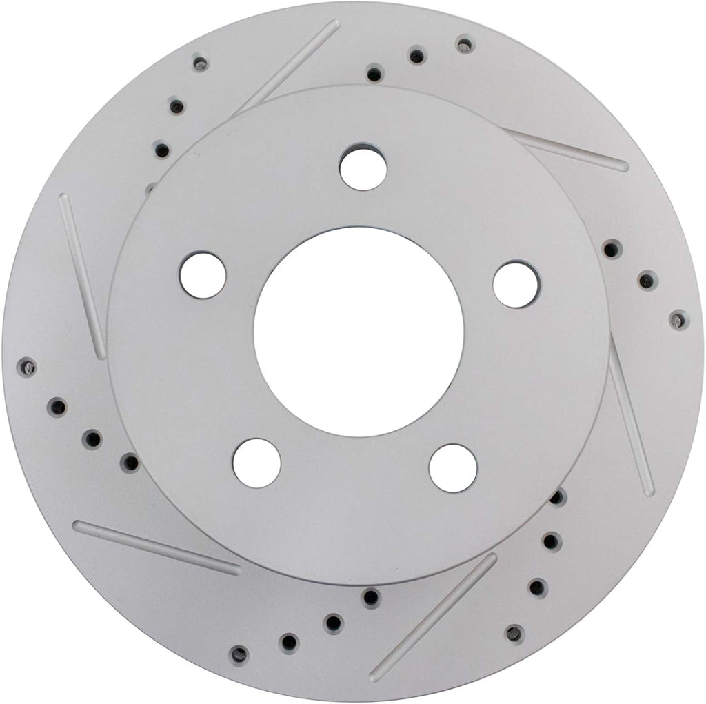 TRQ Performance Front and Rear Brake Rotor Set G Coated Drilled and Slotted Compatible with 2003-2006 Jeep Wrangler
