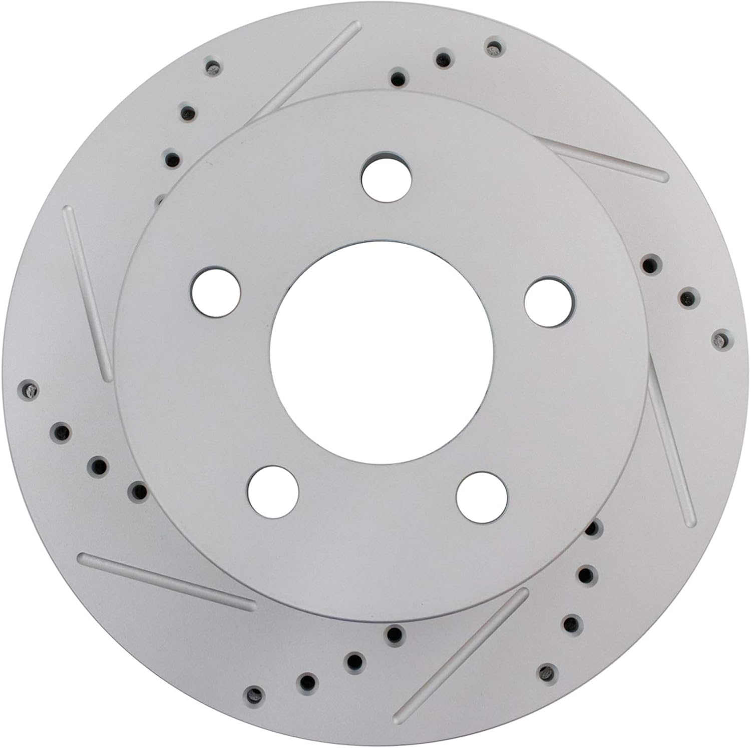 TRQ Performance Front and Rear Brake Rotor Set G Coated Drilled and Slotted Compatible with 2003-2006 Jeep Wrangler