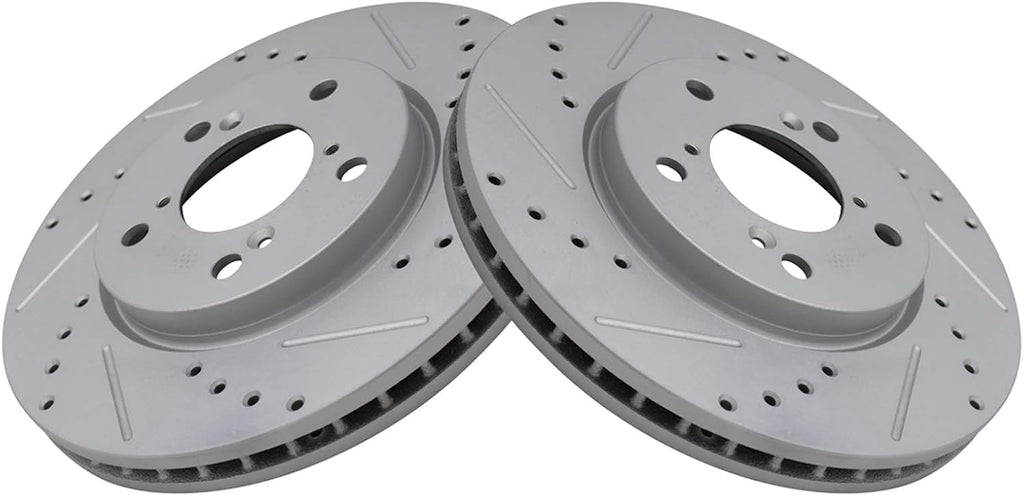 TRQ Performance Front and Rear Brake Rotor Set G Coated Drilled and Slotted Vented Solid Compatible with 2005-2010 Honda Odyssey
