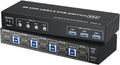 DisplayPort KVM Switch Box 4K@60Hz USB 3.0 HDMI 2.0 DP Extended Display Switcher 4K@60Hz for 4 Computers Share 2 Monitors(AU Power Plug)