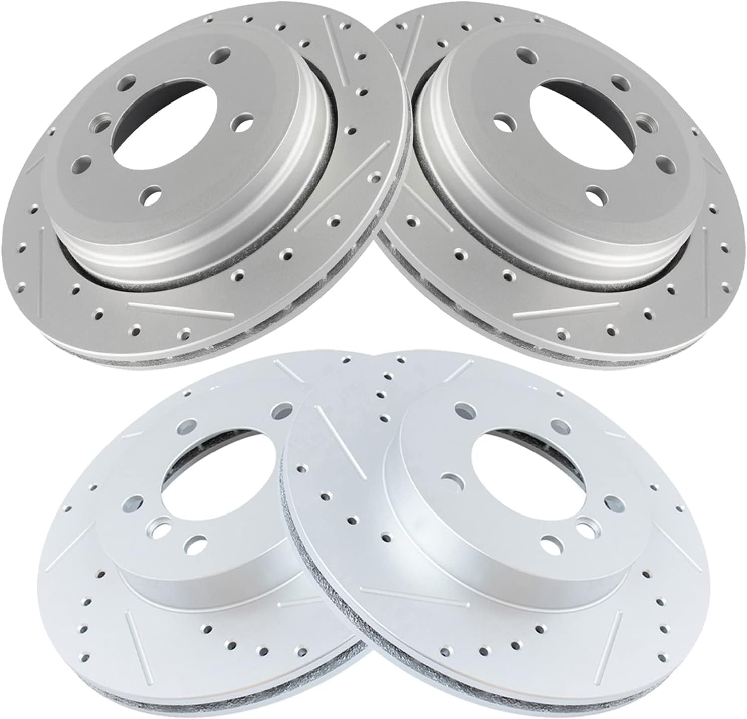 TRQ Performance Front and Rear Brake Rotor Set G Coated Drilled and Slotted Compatible with 2001-2005 BMW 325xi