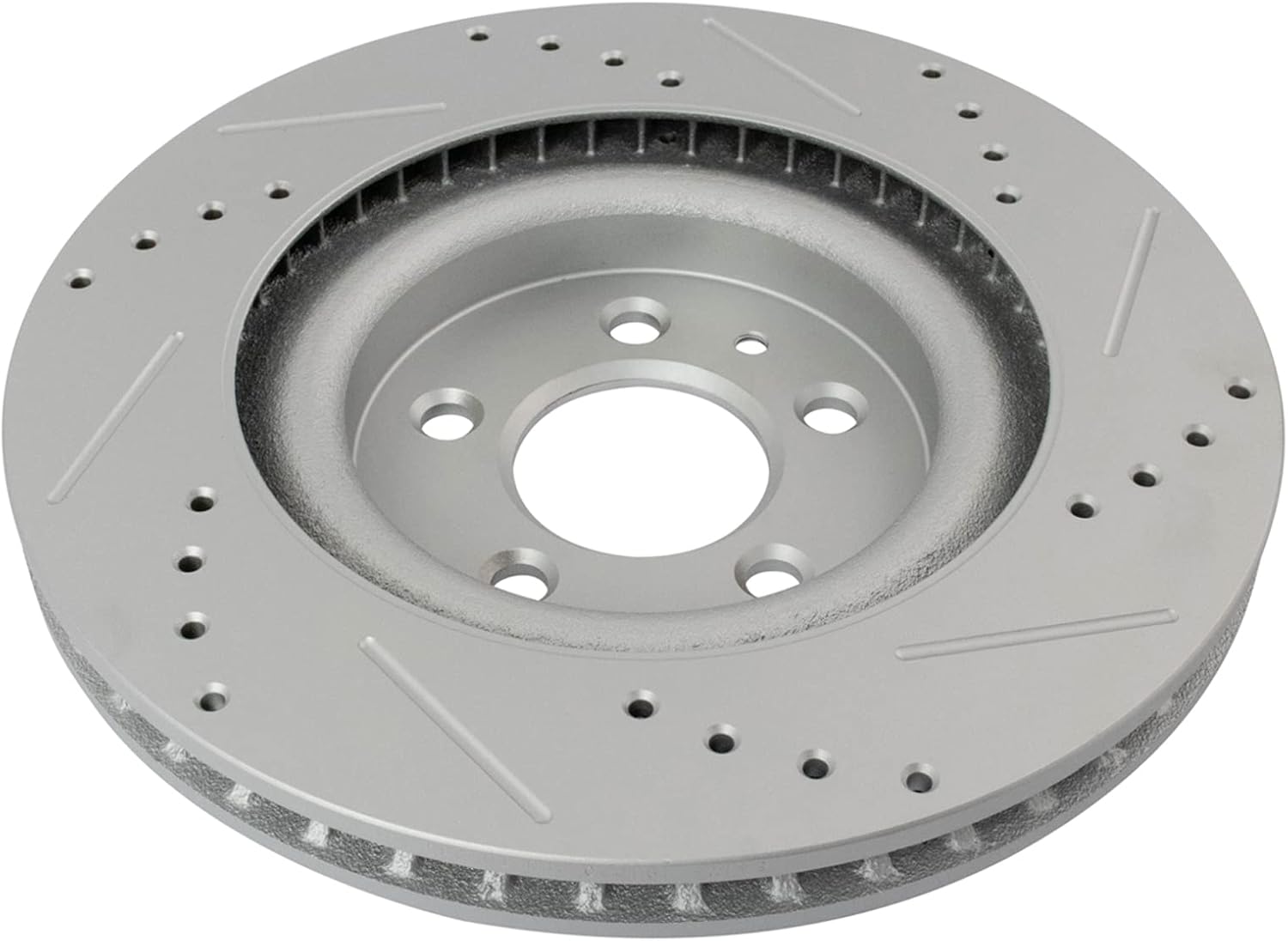 TRQ Front and Rear Brake Rotor Set G Coated Drilled and Slotted Compatible with 2011-2014 Ford Mustang