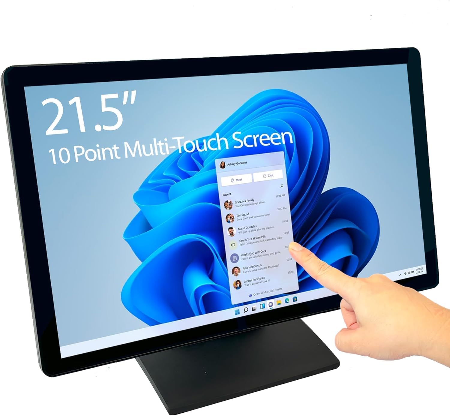 22-inch (21.5' Viewable) Capacitive LED 10 Point Multi-Touch HDMI VGA Monitor with 16:9 Display 1080p, True Flat Seamless Design Touchscreen, Great for Office, POS, Retail, Restaurant