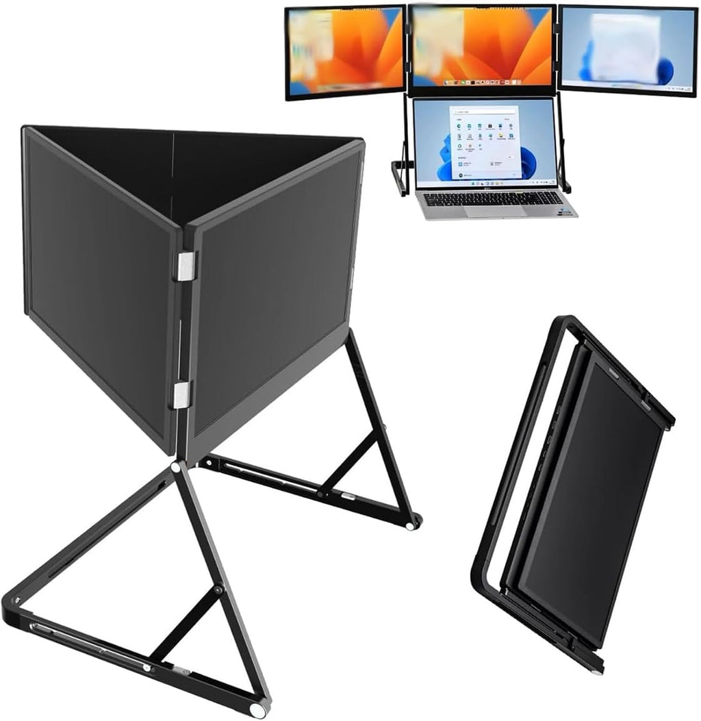 Tri-Screen Laptop Monitor Extender,Type-C/HDMI/USB-C Plug-Play Triple Monitor,with 360° Rotation Adjustable Viewing Angles, Plug-Play,for Office, Designers for Windows/Mac