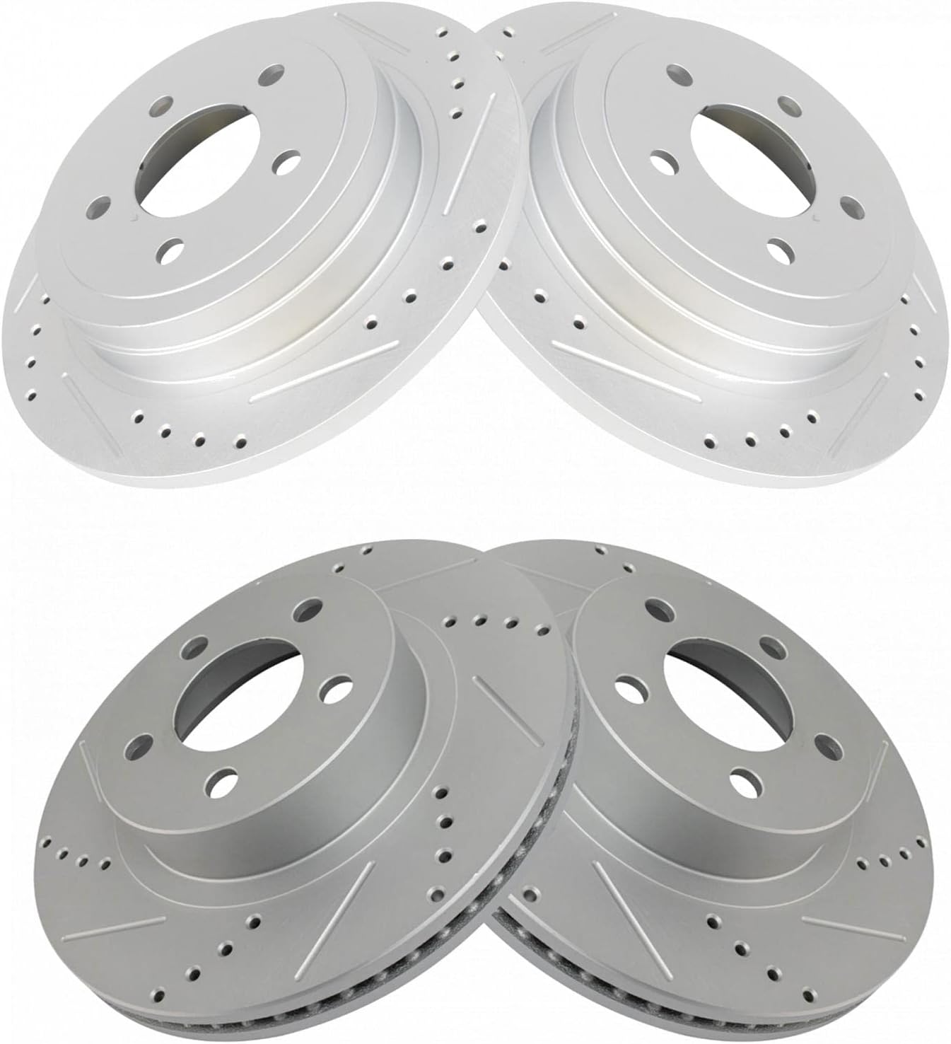 TRQ Performance Front and Rear Brake Rotor Set G Coated Drilled and Slotted Compatible with 2003 Ford Explorer Sport 2003-2005 Explorer Sport Trac