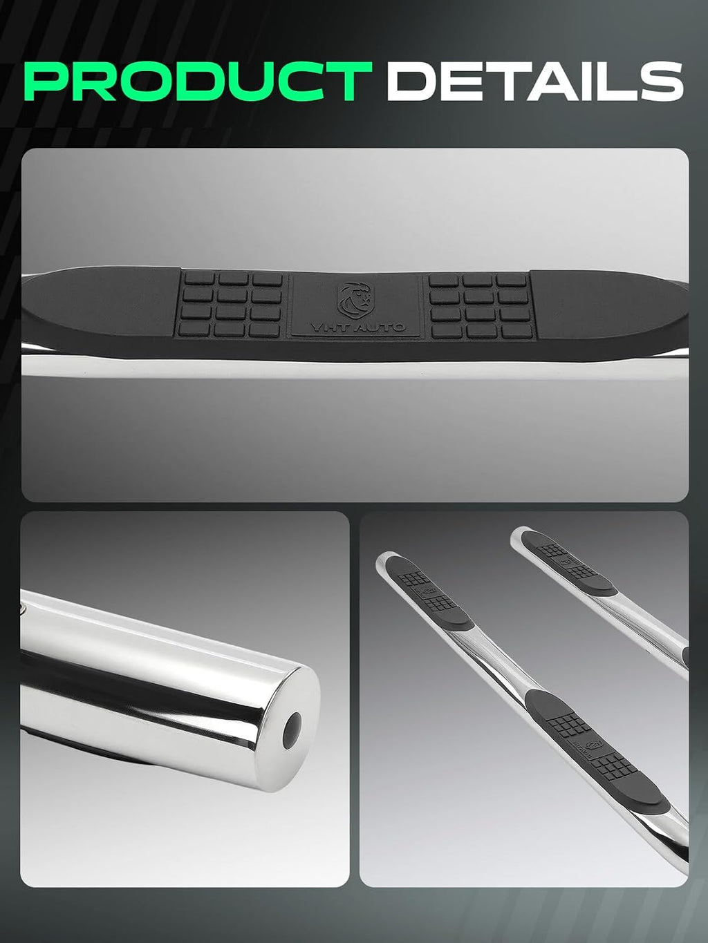 YHTAUTO 3 Inch Running Boards Side Steps Compatible with Toyota 4Runner 2010-2023 (Exc. SR5 & Limited & Nightshade Edition & TRD Sport), SUV, Round Stainless Steel Polished Chrome, Cab Side Step Rails