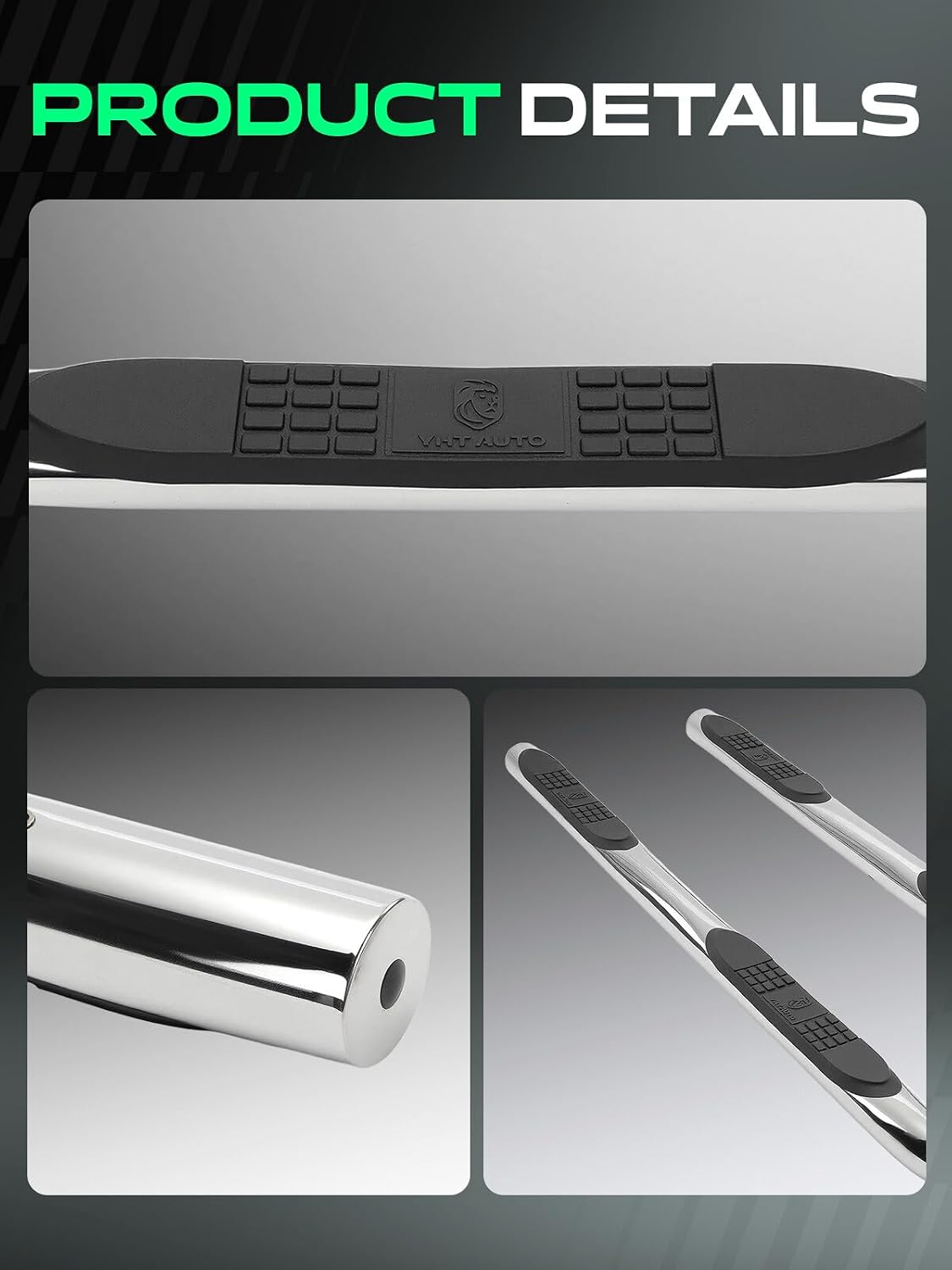 YHTAUTO 3 Inch Running Boards Side Steps Compatible with Toyota 4Runner 2010-2023 (Exc. SR5 & Limited & Nightshade Edition & TRD Sport), SUV, Round Stainless Steel Polished Chrome, Cab Side Step Rails