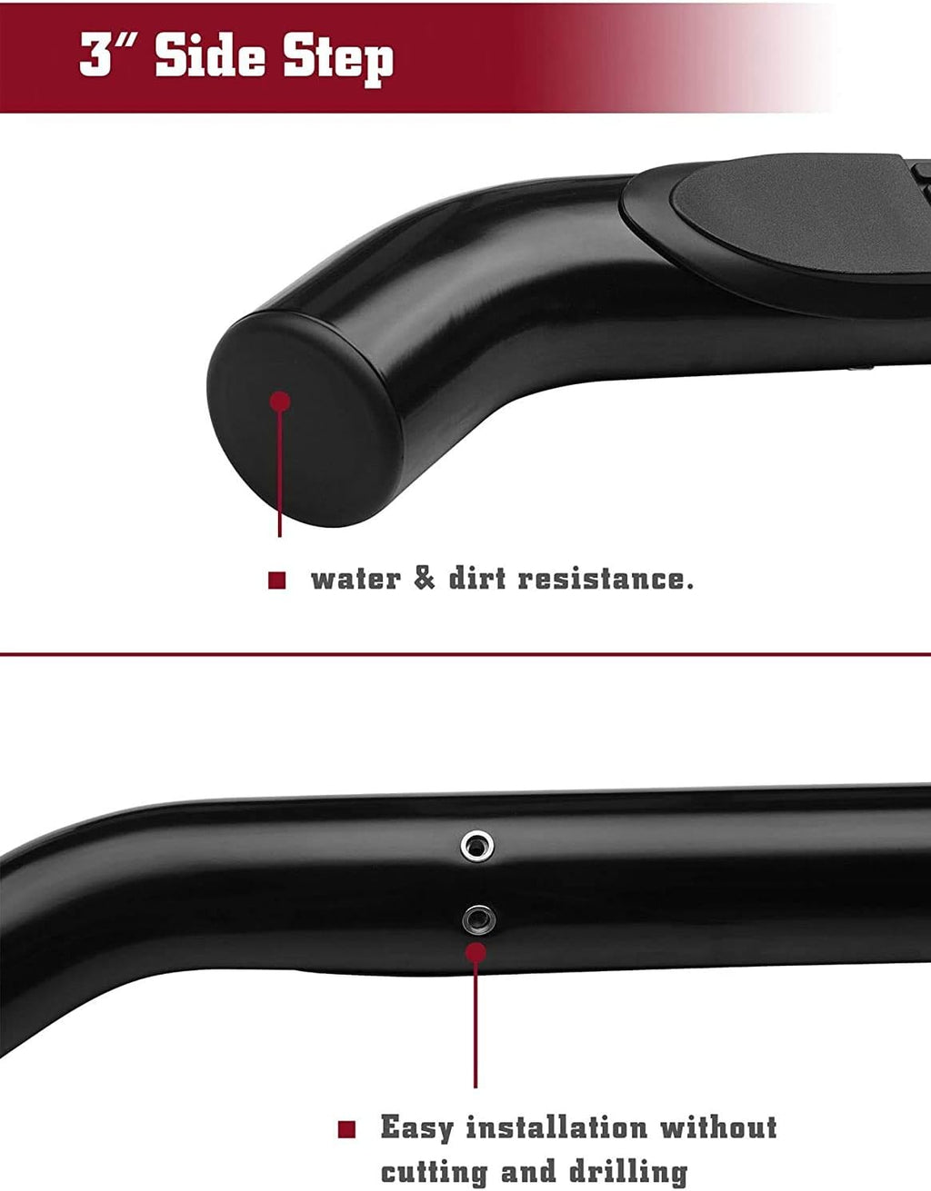 TAC 3' Black Side Steps Running Boards Compatible with 2005-2023 Toyota Tacoma Access Cab Side Bars Nerf Bars Step Rails Off Road Automotive Exterior Accessories 2 Pieces