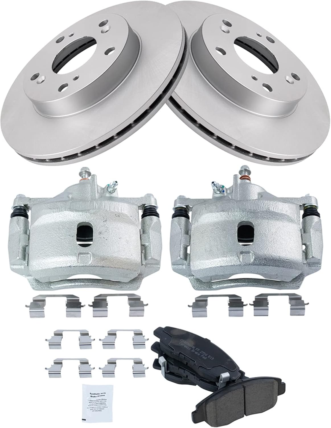 TRQ Front Brake Pad and Rotor Set Ceramic Vented G Coated Rotors Calipers Compatible with 2006-2011 Honda Civic