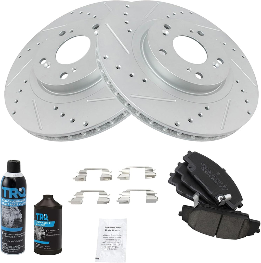 Front Performance Brake Pad & Rotor Kit, with Chemical Kit Ceramic Premium G-Coated Compatible with 2002-2006 Acura RSX 2006-2011 Honda Civic