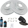 Front Performance Brake Pad & Rotor Kit, with Chemical Kit Ceramic Premium G-Coated Compatible with 2002-2006 Acura RSX 2006-2011 Honda Civic