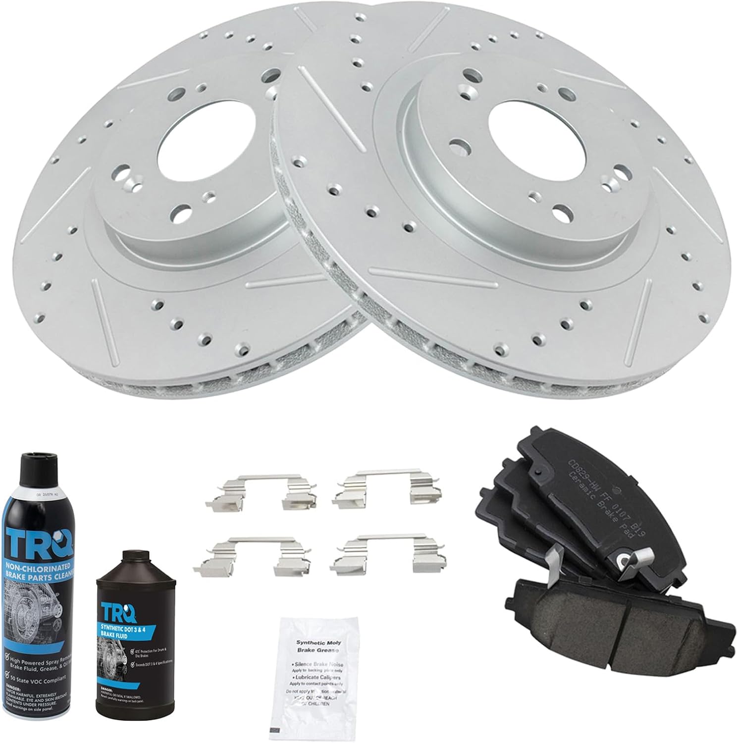 Front Performance Brake Pad & Rotor Kit, with Chemical Kit Ceramic Premium G-Coated Compatible with 2002-2006 Acura RSX 2006-2011 Honda Civic