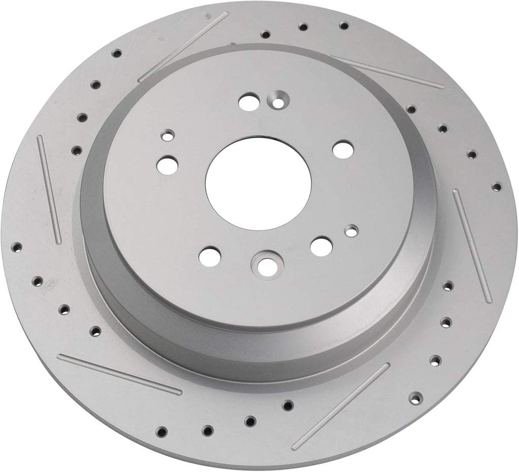 TRQ Performance Front and Rear Brake Rotor Set G Coated Drilled and Slotted Compatible with 2014-2016 Acura MDX