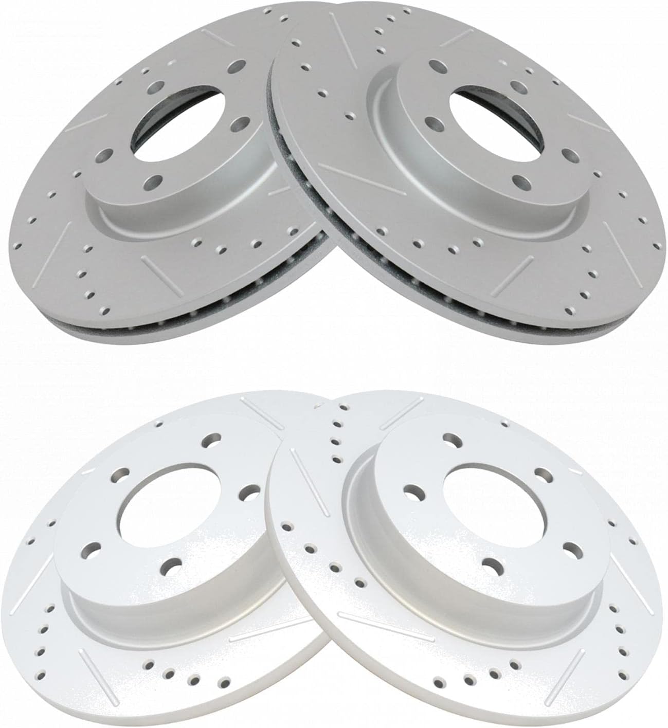 TRQ Performance Front and Rear Brake Rotor Set G Coated Drilled and Slotted Compatible with 2004-2013 Mazda 3