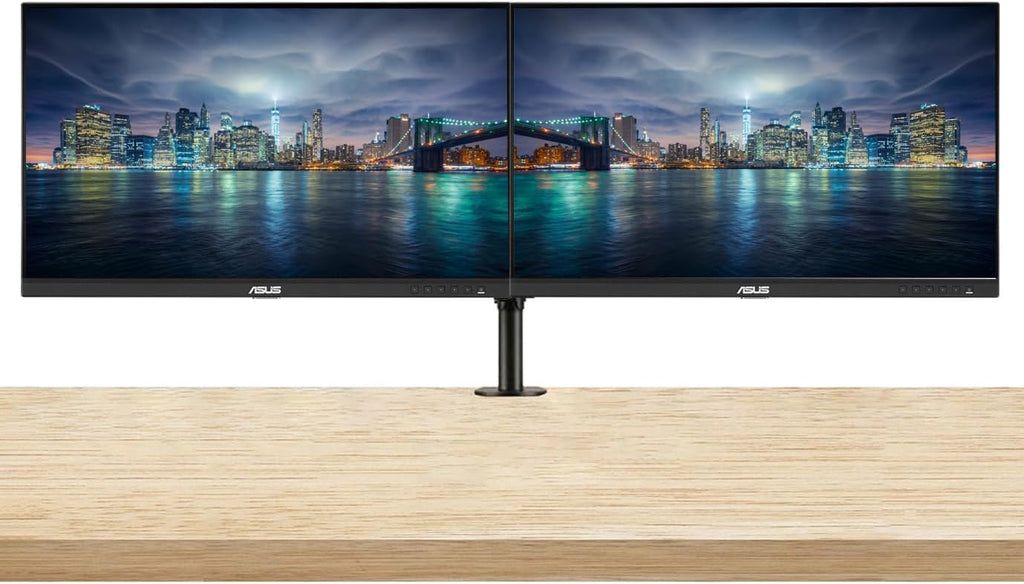 Asus ProArt PA24ACRV 24-inch 1440P 2K QHD sRGB Professional Monitor, 2-Pack Bundle with USB-C 96W PD, Daisy Chain DisplayPort, HDMI, USB Hub, Integrated Speakers and Desk Mount Dual Monitor Stand