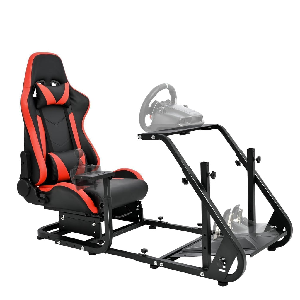 Marada Racing Simulator Cockpit with Comfort Gaming Seat Fit for Logitech G923 G920 G27 G29, for Thrustmaster T300, for Fanatec,Pro Sim Driving Race Stand Mountable Monitor Stand, No Shift Wheel Pedal