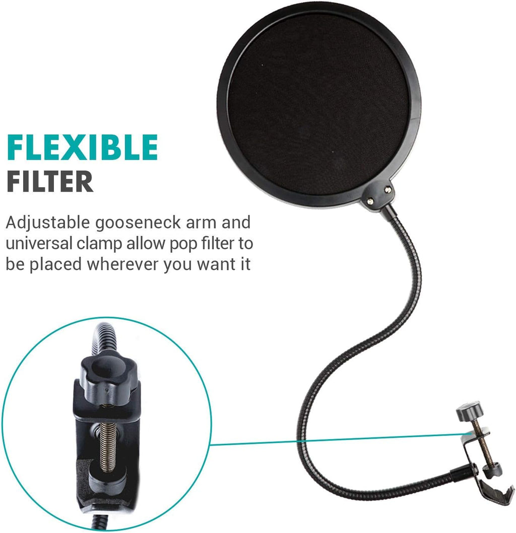 Movo Desktop Microphone Podcast Kit with Studio Headphones, Mount, and Mic Shield - USB-C Android and Computer Microphone for Streaming, Podcasts - Over Ear Headphones Wired for 6.35mm, 3.5mm Input