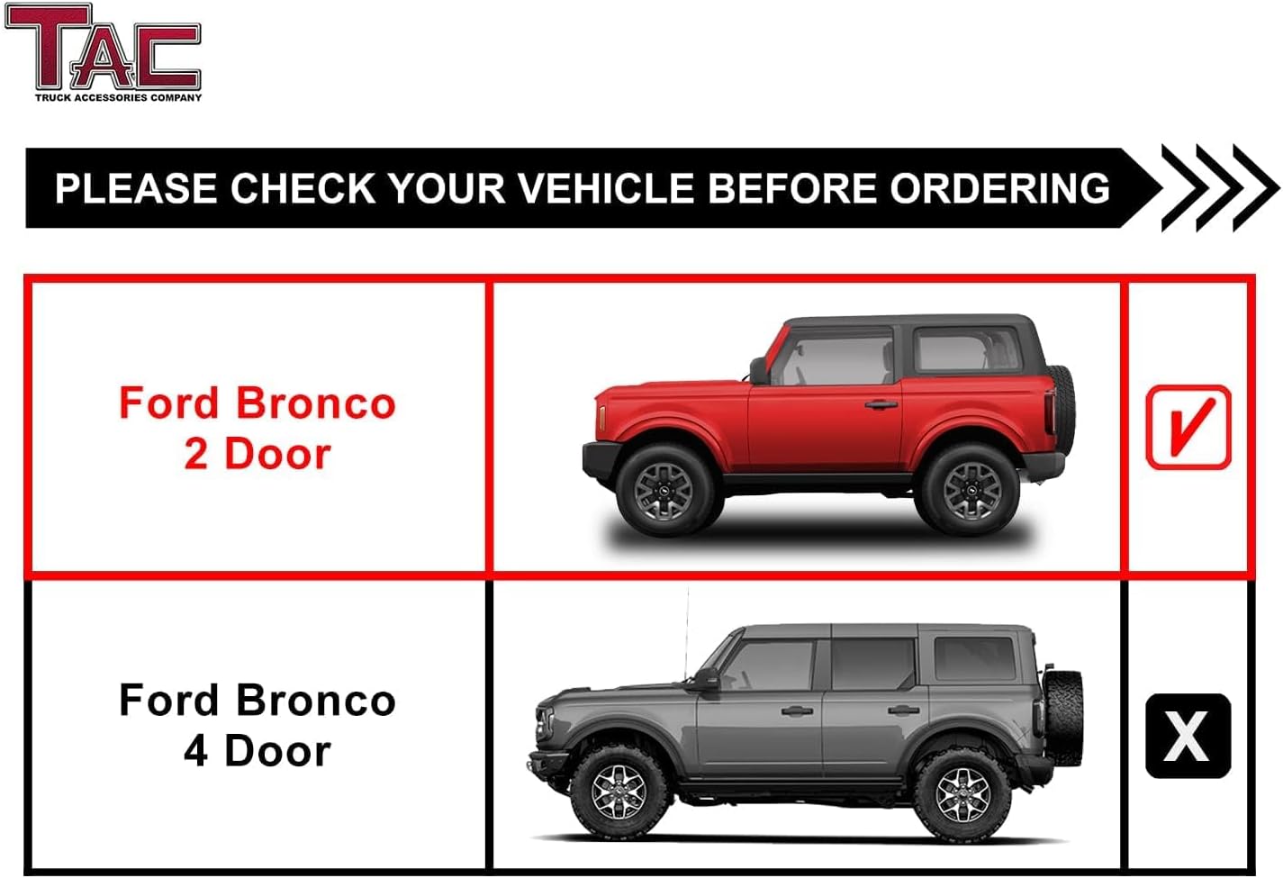TAC Sniper Running Boards Fit 2021-2026 Ford Bronco 2 Door 4' Drop Side Steps Nerf Bars Automotive Exterior Accessories Fine Texture Black 2pcs