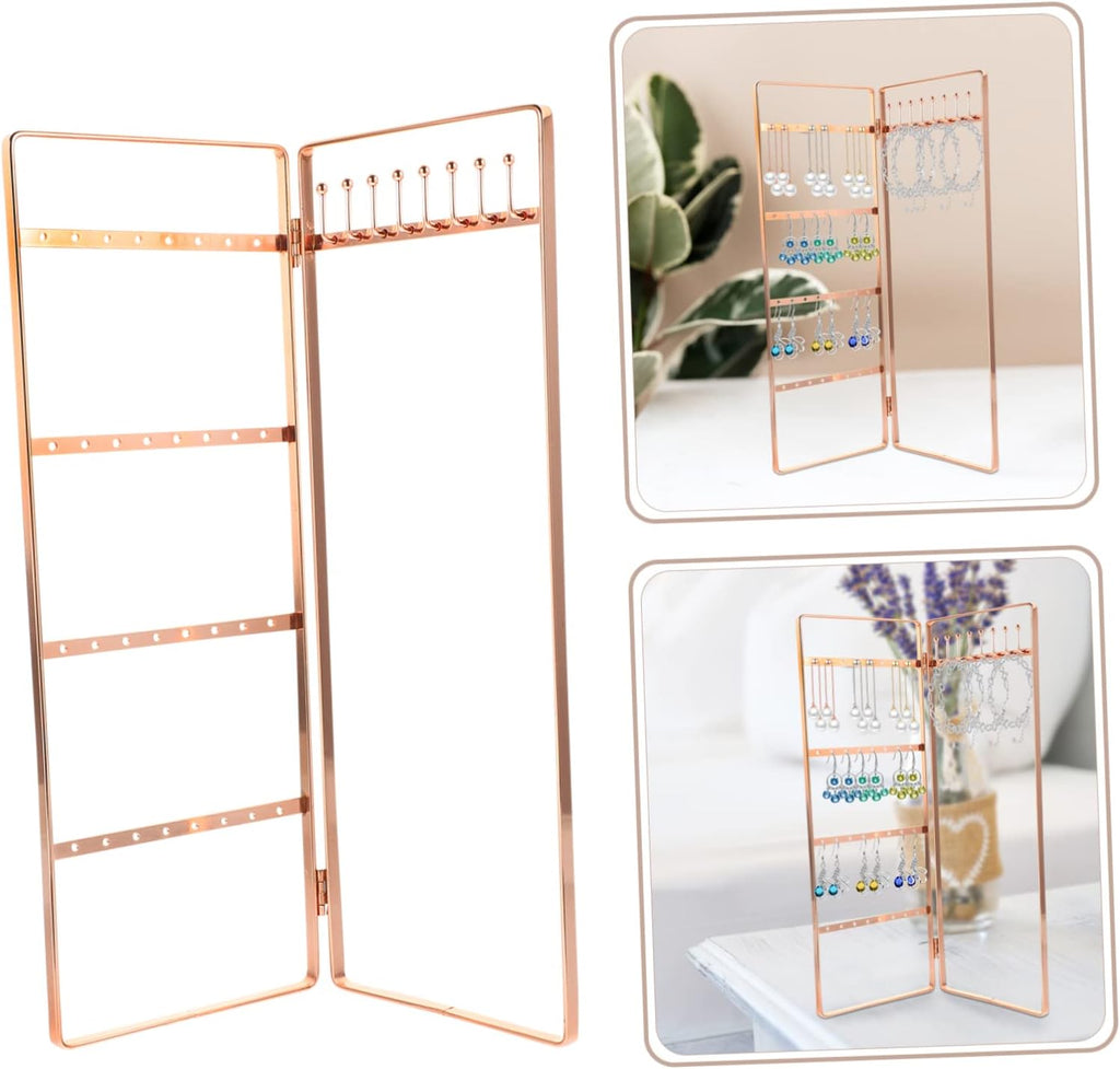 4pcs Wrought Iron Jewelry Stand Delicate Jewelry Stand Ornament Display Stand Monitor Stands Necklaces Display Stand Earring Display Stand Necklace Display Rack Earrings Organizer (Rose Goldx2pcs 28