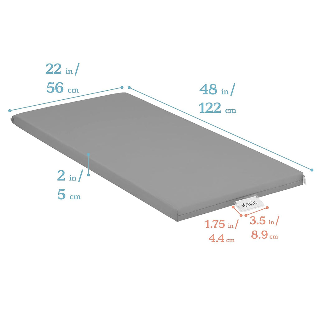 ECR4Kids SoftZone Rainbow Rest Time Mat with Name Tag, Sleeping Pad, Grey, 5-Piece