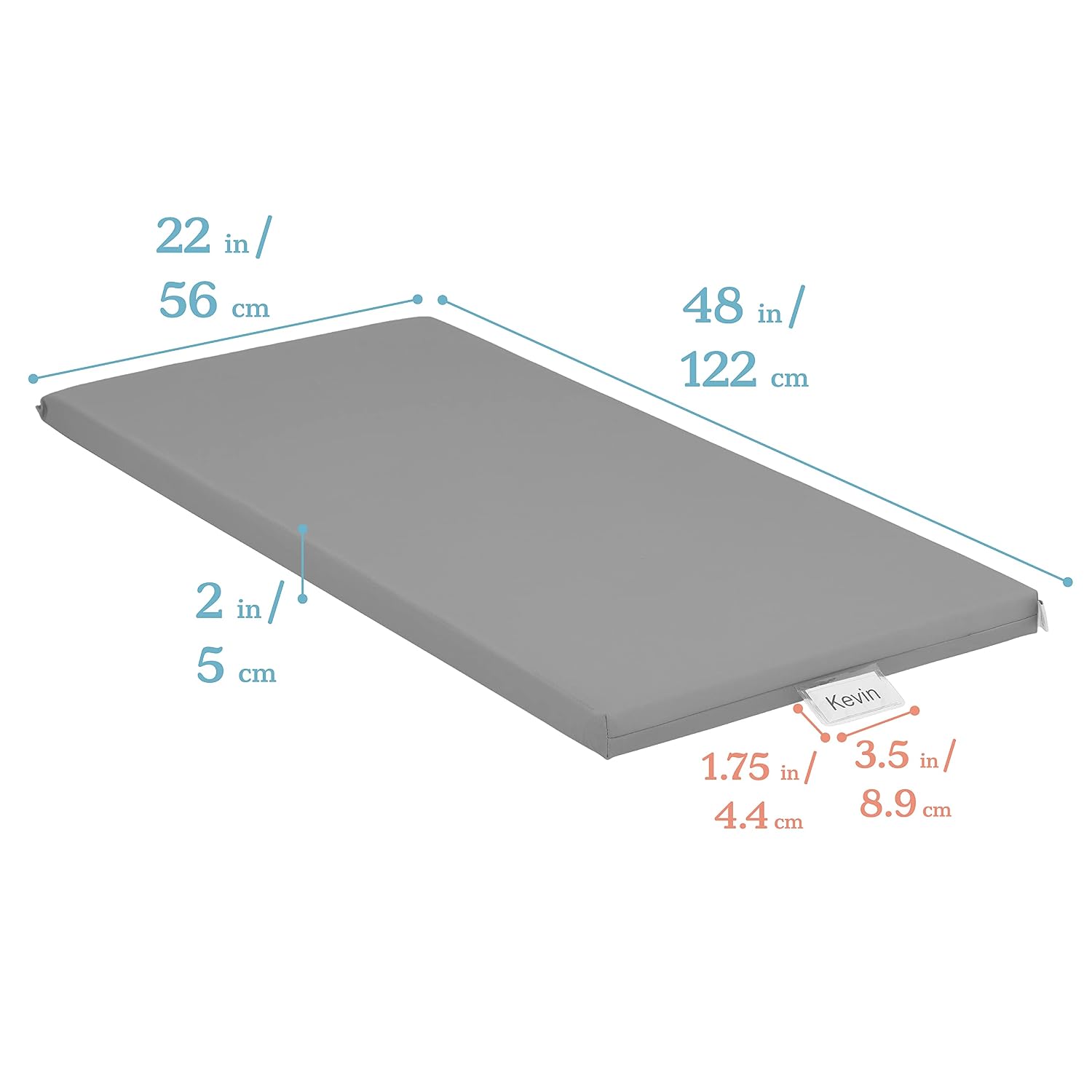 ECR4Kids SoftZone Rainbow Rest Time Mat with Name Tag, Sleeping Pad, Grey, 5-Piece