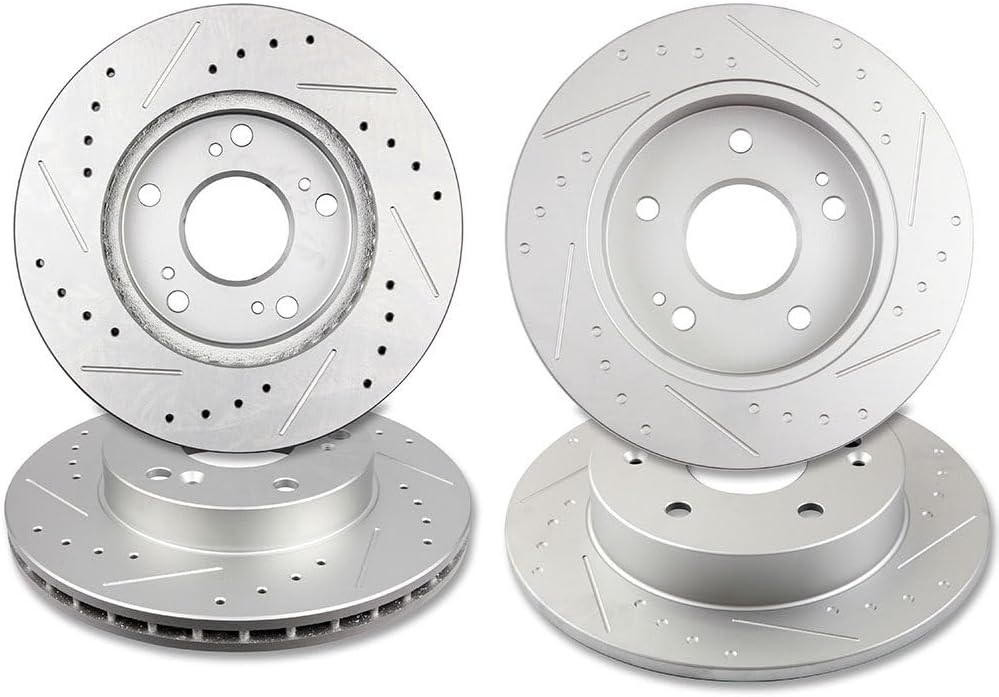 Brake Rotors Kit,LSAILON Front 261.7mm Rear 259.7mm Vented Drilled & Slotted Disc Brake Kit - For 2006-2011 For Honda Civic