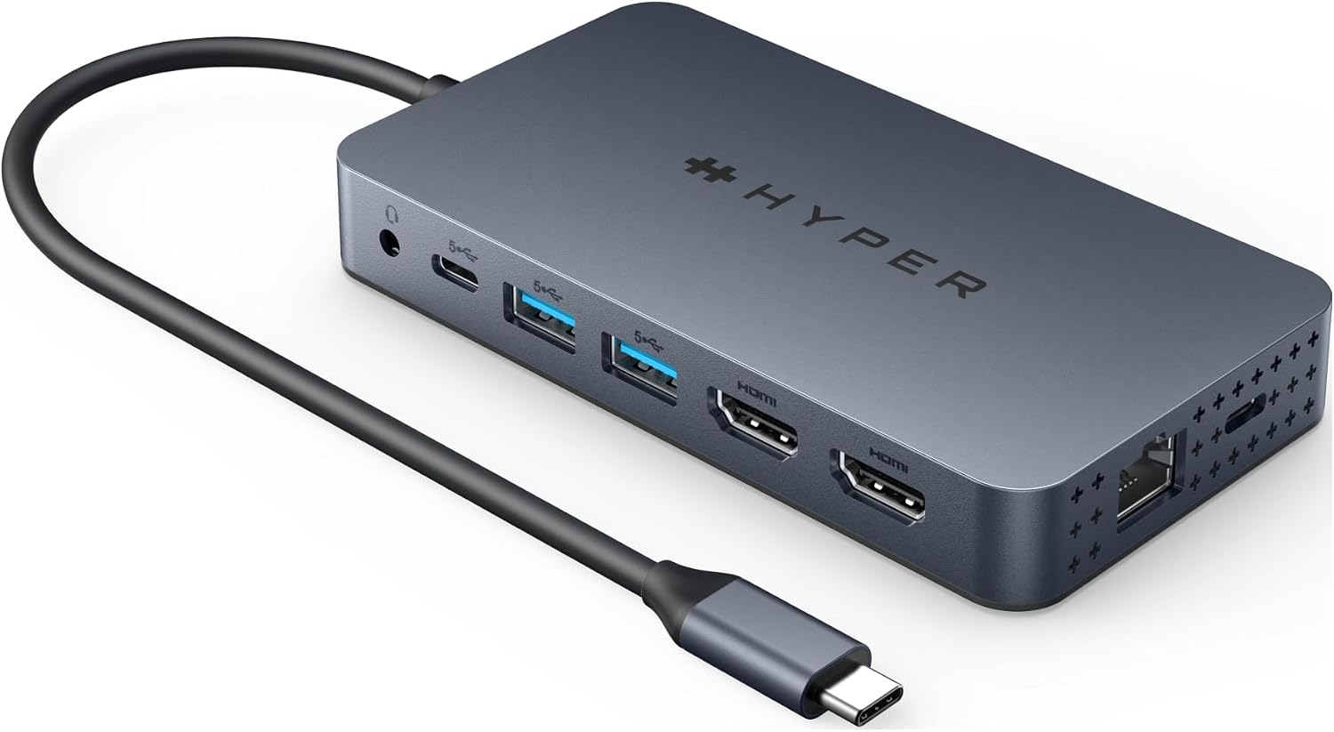 HyperDrive Dual USB C to HDMI 4K 60Hz, 10-in-1 Hub for 2-Monitor Extension, 100W Power Delivery Fast Charging, High-Speed Data Transfer, Compatible w/ M1, M2, M3, M4 MacBook, Windows, Chromebook