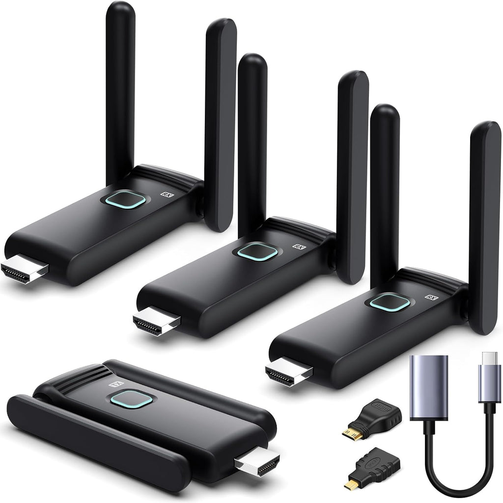 Wireless HDMI 3 Receivers and Transmitter,50M/165FT,No Hot,Plug and Play,2.4/5.8GHz Wirelessly Stream to Multiple TV/Projectors,USB-C Wireless HDMI Splitter for MacBook/Camera/Laptop