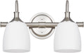 2-Light Bathroom Vanity Light Fixtures Over Mirror, Vintage Vanity Lights for Living Room, Milk White Glass Shades, Standard E26 Base, Brushed Nickel