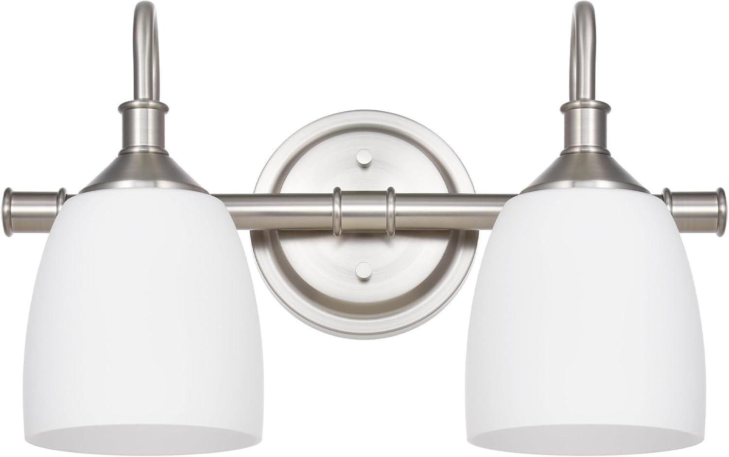 2-Light Bathroom Vanity Light Fixtures Over Mirror, Vintage Vanity Lights for Living Room, Milk White Glass Shades, Standard E26 Base, Brushed Nickel