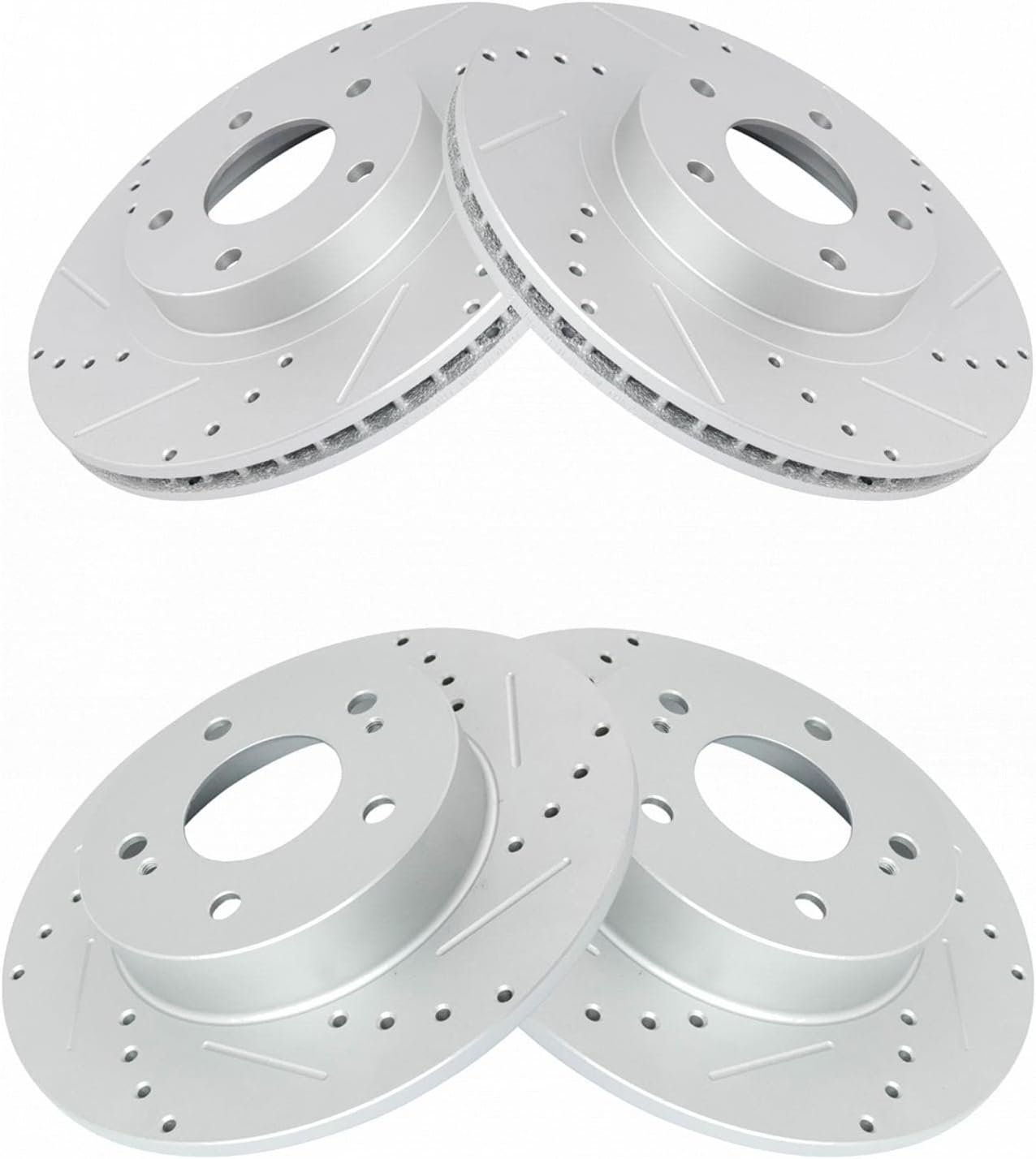TRQ Performance Front and Rear Brake Rotor Set G Coated Drilled and Slotted Compatible with 2002-2004 Infiniti I35 2002-2003 Nissan Maxima