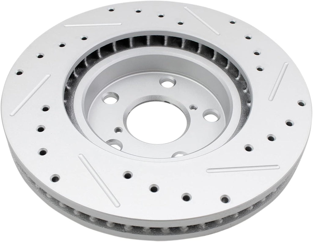 TRQ Performance Front and Rear Brake Rotor Set G Coated Drilled and Slotted Compatible with 2009-2013 Lexus IS250