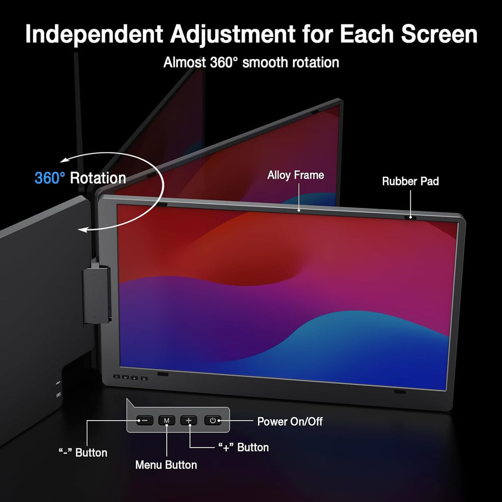 KYY 15.6' Portable Monitor and Portable Triple Laptop Screen Extender for Mac/Wins/Chrome