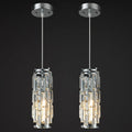 LMQNINE Pendant Lights Modern Chrome Pendant Light Mini Crystal Chandelier Pendant Lighting for Kitchen Island Dinning Room Bedroom Kitchen Sink Lighting (Chrome 2-Pack)