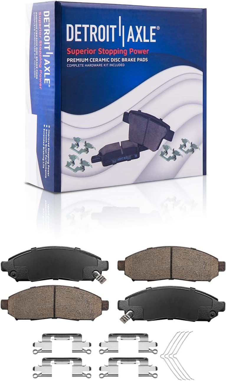 Detroit Axle - Brake Kit for 2005-2012 Nissan Pathfinder Disc Brake Rotors Ceramic Brakes Pads w/Hardware 2006 2007 2008 2009 2010 2011 Replacement: 11.65 inch Front and 12.13 inch Rear Rotors