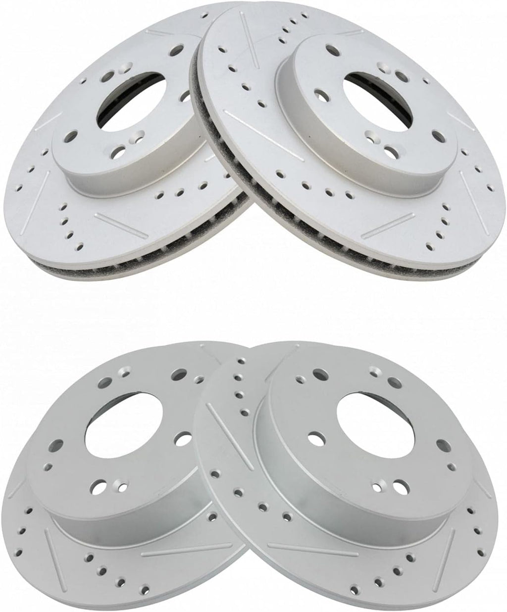 TRQ Performance Front and Rear Brake Rotor Set G Coated Drilled and Slotted Compatible with 1998-2002 Honda Accord
